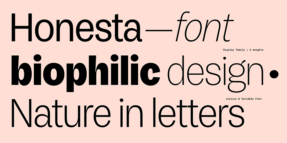 Honesta 人性化气息展示字体 12风格含真斜体可变字体 夸张对比棱角端部现代排版设计 Honesta Font Family 12xOTF