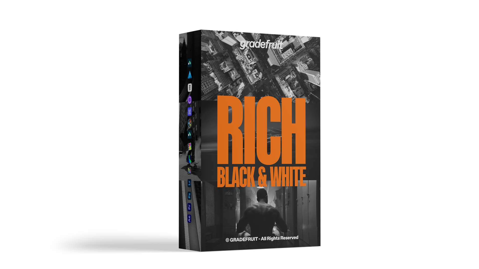 专业黑白调色LUT预设14款Rich Black and White风格 全软件兼容LR/PR/达芬奇视频照片 GradeFruit - Rich Black and White LUTs & LR Presets