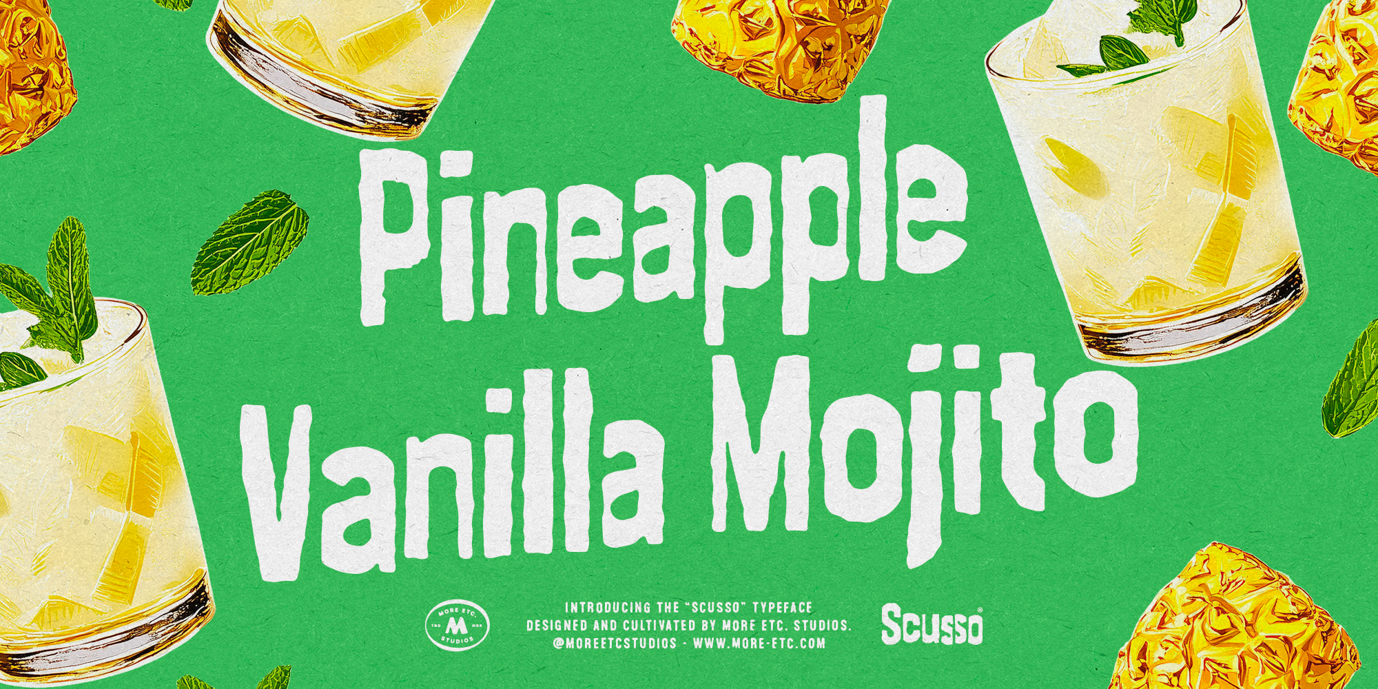 Scusso复古剪贴字体家族2650字形8种字符替代 手工感海报专辑书籍封面包装设计字体 MyFonts - Scusso Font Family