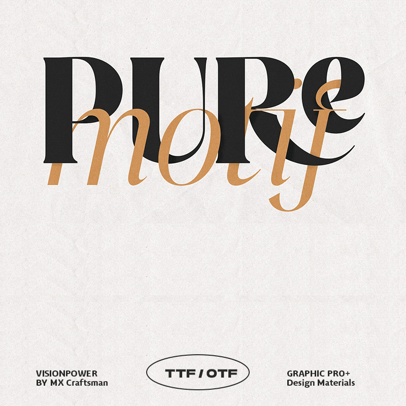 Pure Motif精致衬线字体家族18款字重 高对比优雅适合高端品牌包装编辑设计OTF/TTF MyFonts - Pure Motif Font Family - 18 Fonts