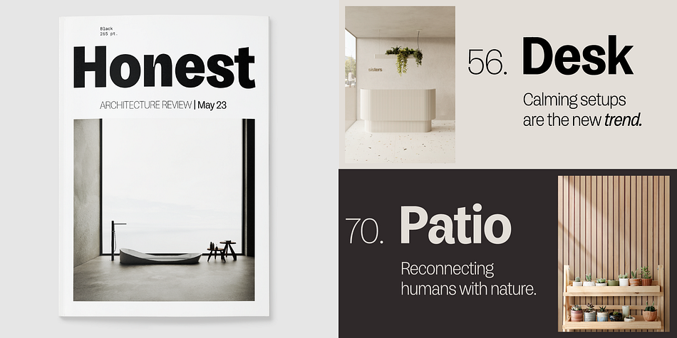 Honesta 人性化气息展示字体 12风格含真斜体可变字体 夸张对比棱角端部现代排版设计 Honesta Font Family 12xOTF