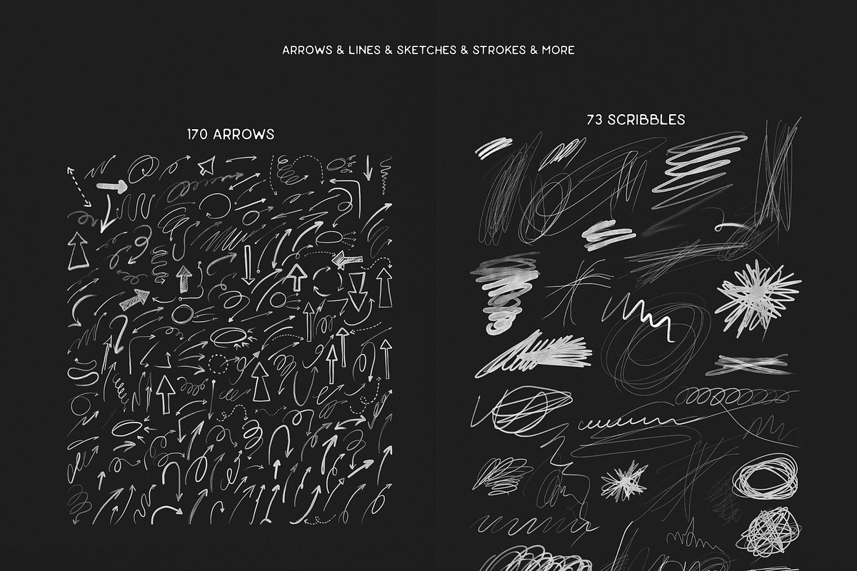 Chaos手绘涂鸦线条复古拼贴素材包 PNG免抠撕纸纹理