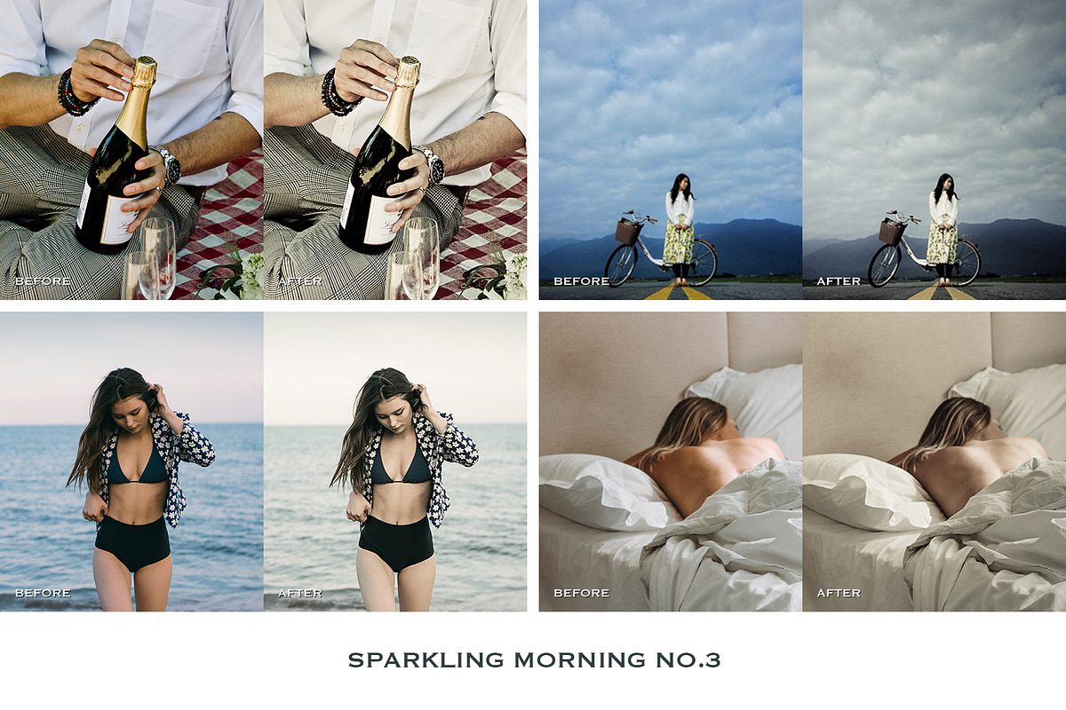 Lightroom预设4款手机电脑PS调色滤镜 人像博主旅行婚礼商业产品摄影后期DNG/XMP Sparkling Lightroom Presets Mobile