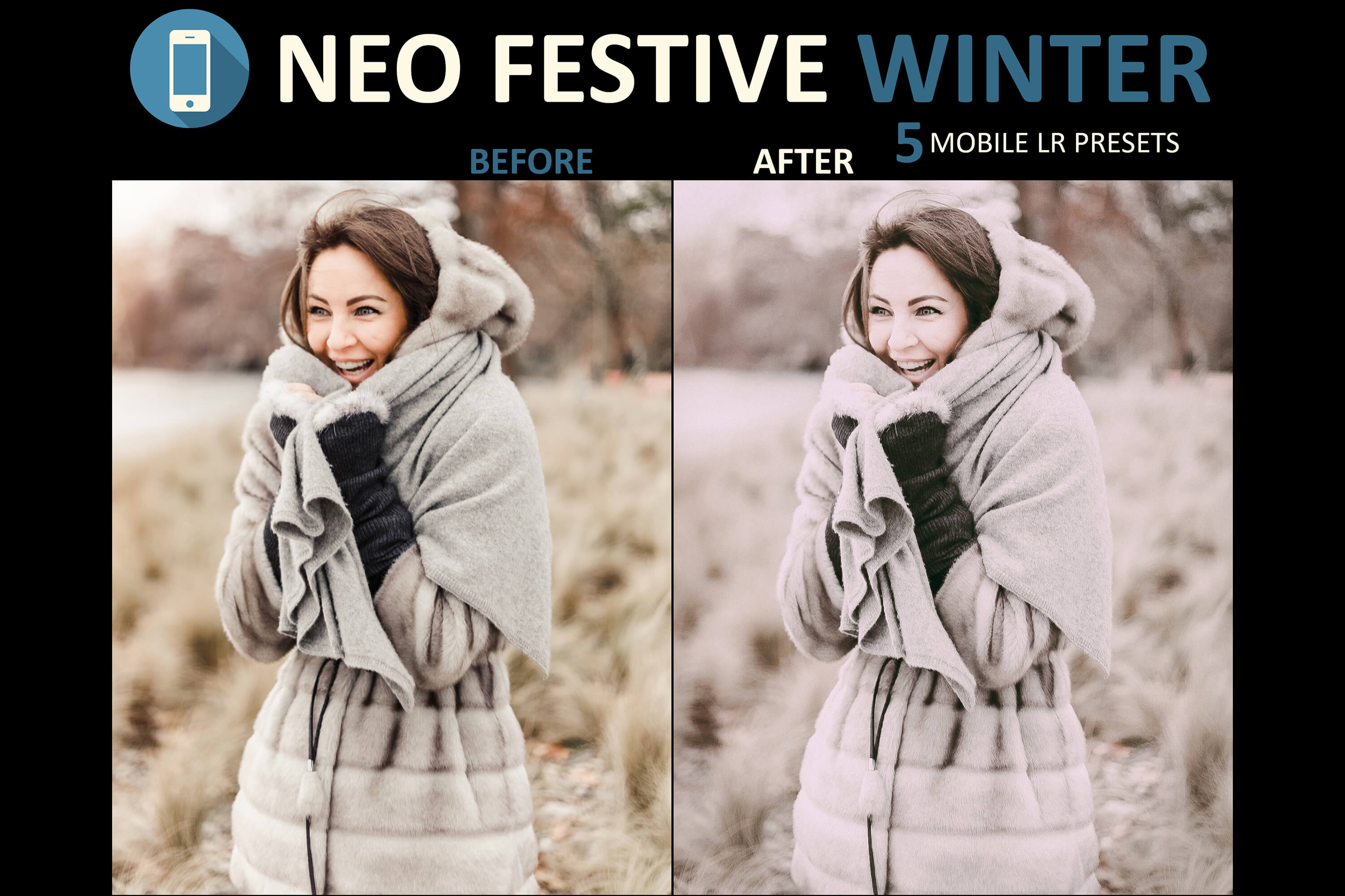 手机版Lightroom预设 冬季节日氛围感LR滤镜 DNG格式调色素材 About Neo Festive Winter Story Mobile Lightroom Presets Graphic