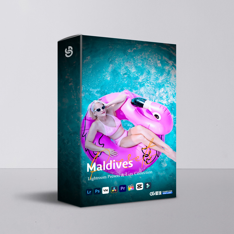 马尔代夫旅行Lightroom预设LUT套装20个热带风格 手机电脑PR/达芬奇通用DNG/XMP/.cube Maldives lightroom presets & luts collection