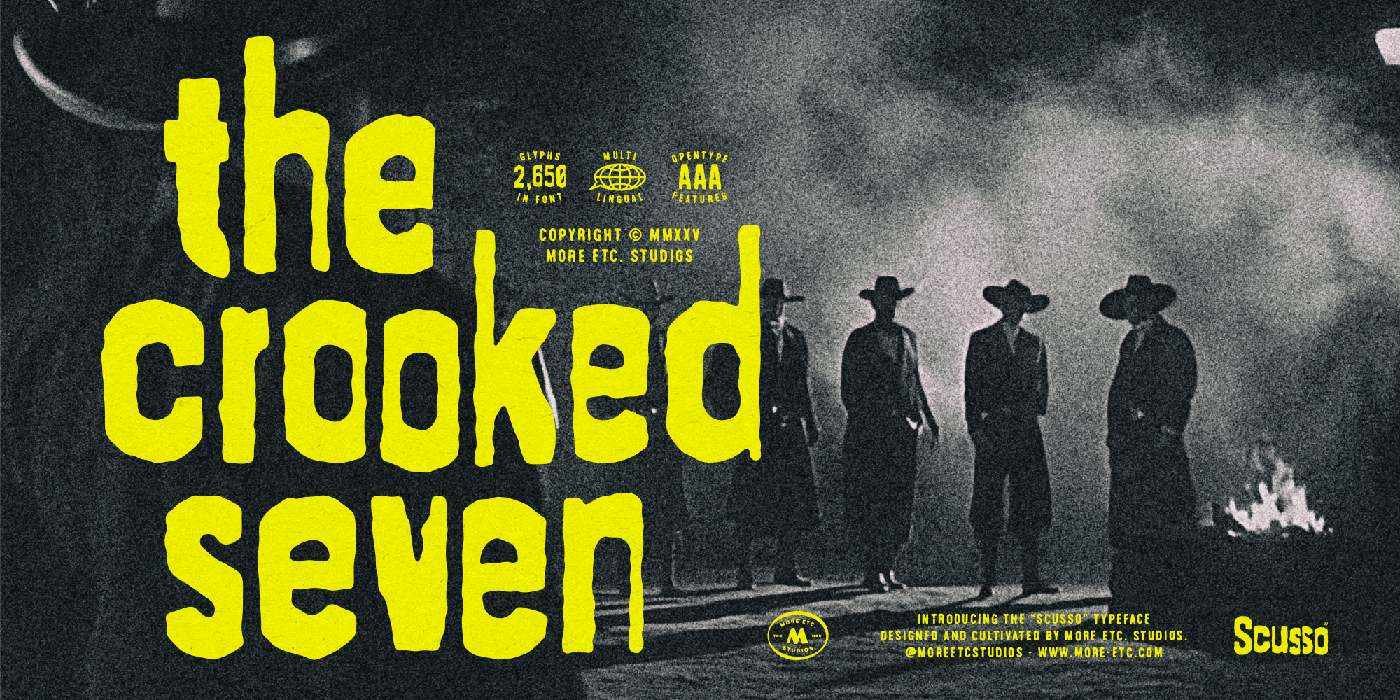 Scusso复古剪贴字体家族2650字形8种字符替代 手工感海报专辑书籍封面包装设计字体 MyFonts - Scusso Font Family