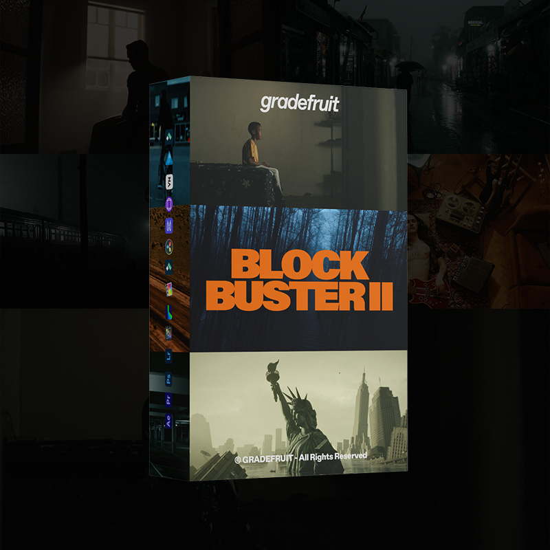 电影大片感LUT预设套装16款Blockbuster V2风格 饱和动态色调PR/达芬奇/FCPX/LR通用 GradeFruit - Blockbuster V2 LUTs & LR Presets