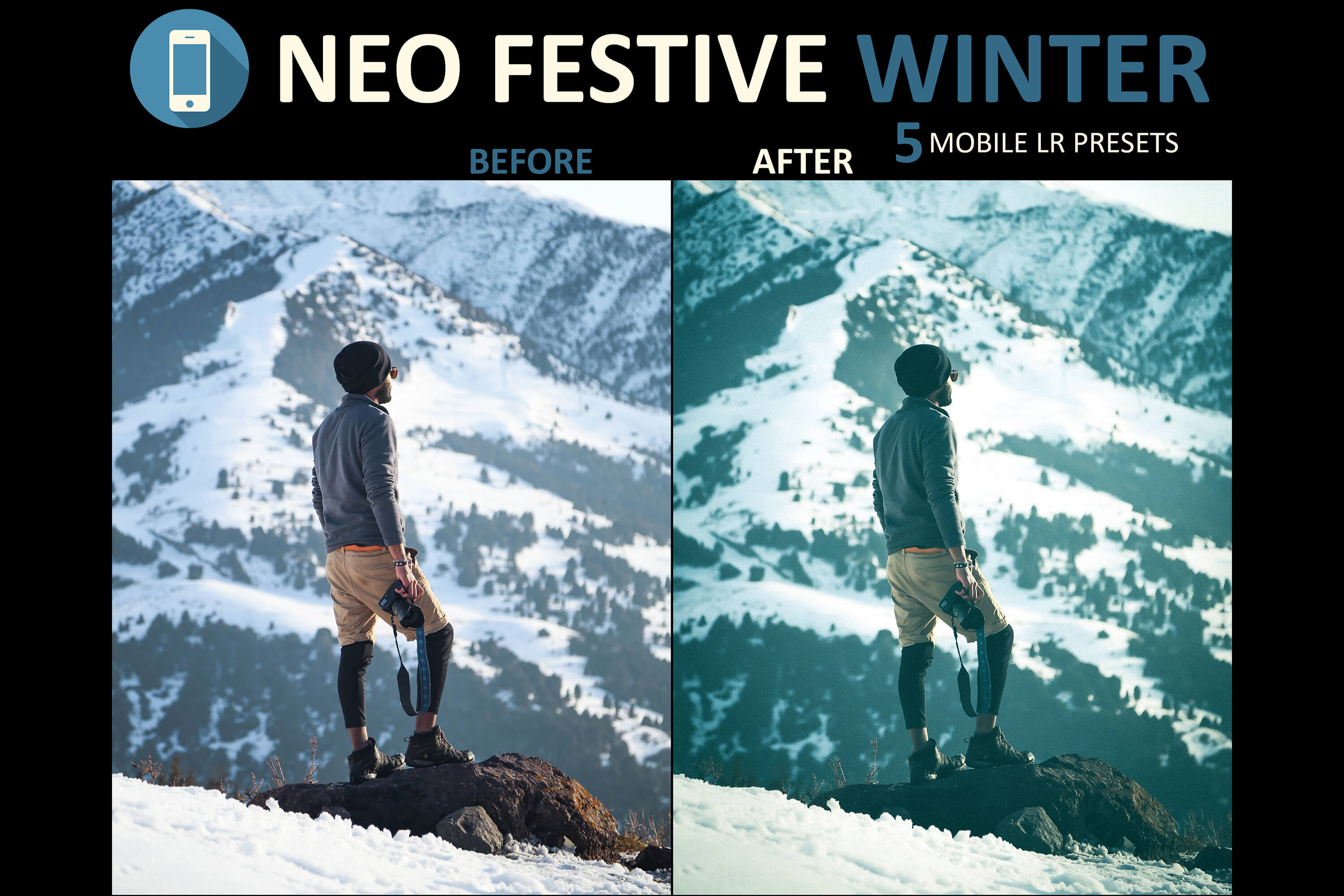 手机版Lightroom预设 冬季节日氛围感LR滤镜 DNG格式调色素材 About Neo Festive Winter Story Mobile Lightroom Presets Graphic