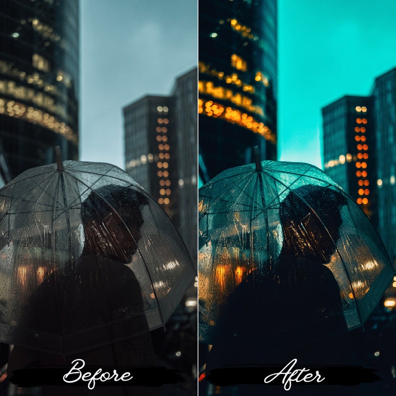 电影感都市夜灯Lightroom预设10个赛博朋克风格 城市夜景街头摄影调色滤镜手机电脑版