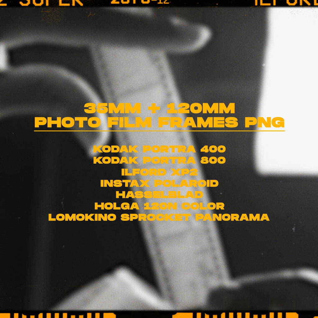 Sickboat照片胶片框PNG叠加素材包 10K分辨率 101+真实35mm/120mm胶片边框与纹理 PHOTO FILM FRAMES: PNG FILM BORDERS + TEXTURE (10K)