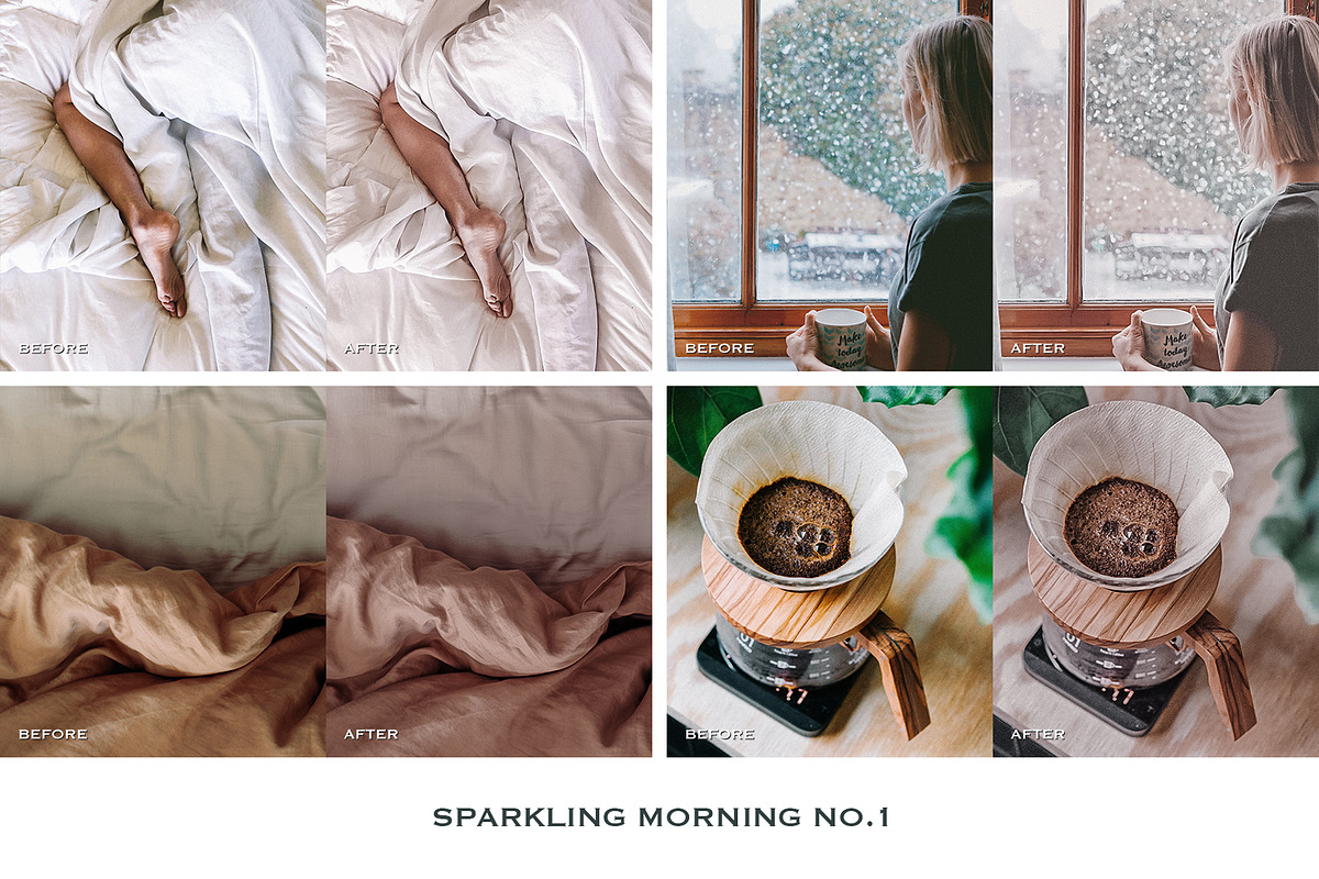 Lightroom预设4款手机电脑PS调色滤镜 人像博主旅行婚礼商业产品摄影后期DNG/XMP Sparkling Lightroom Presets Mobile