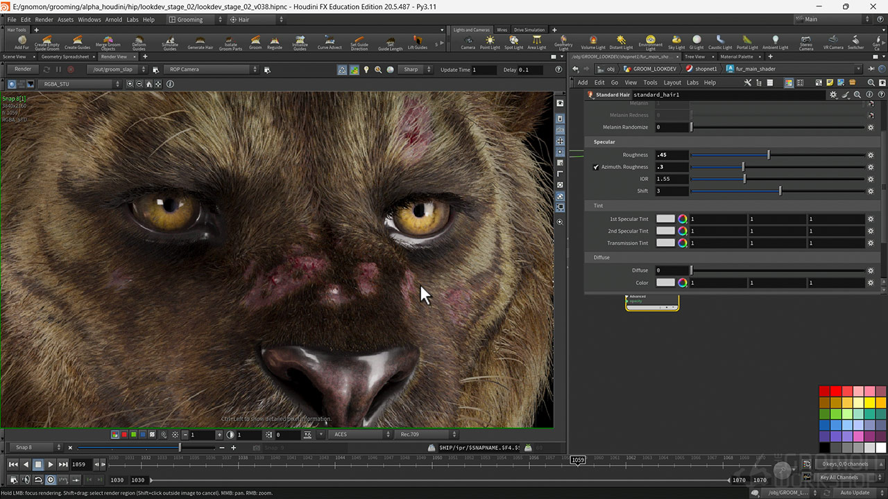 Houdini+Nuke+Mari+ZBrush动物毛发着色器材质教程 Fantasy Creature Texturing & Look Dev
