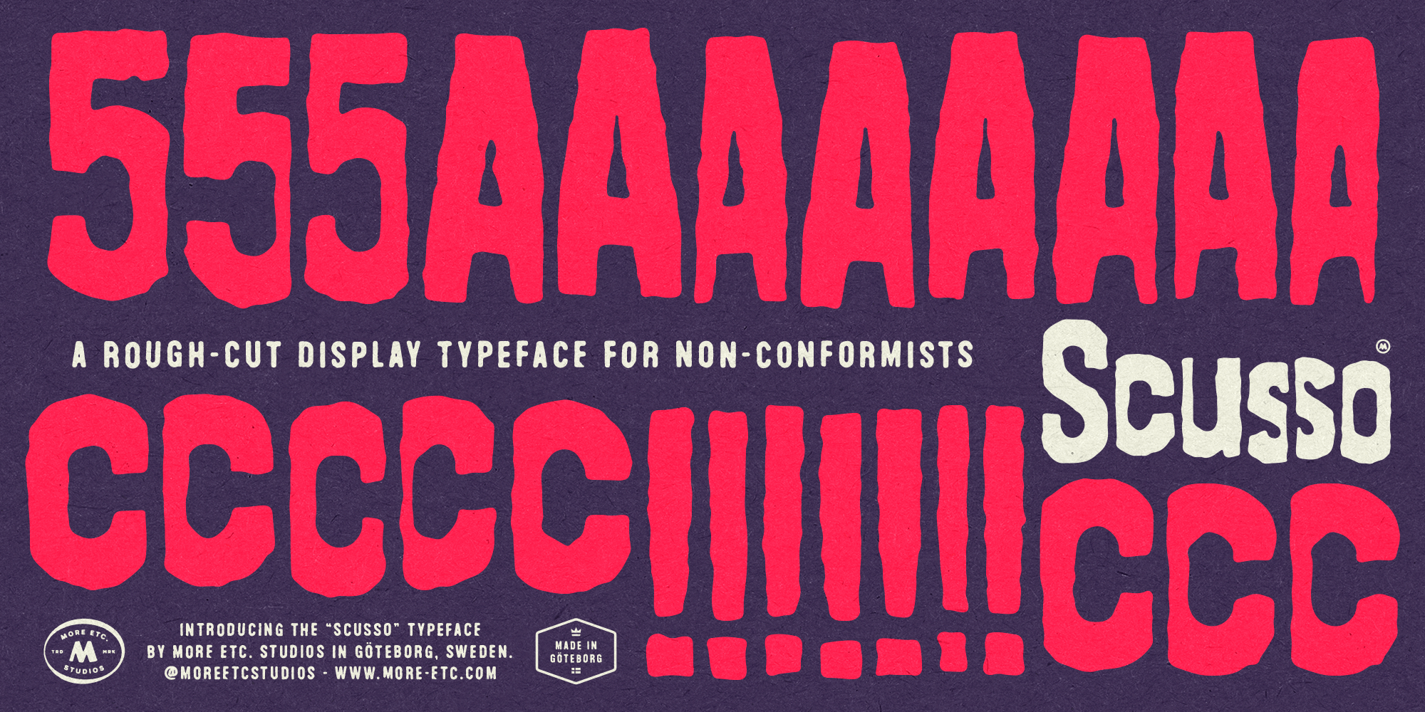 Scusso复古剪贴字体家族2650字形8种字符替代 手工感海报专辑书籍封面包装设计字体 MyFonts - Scusso Font Family