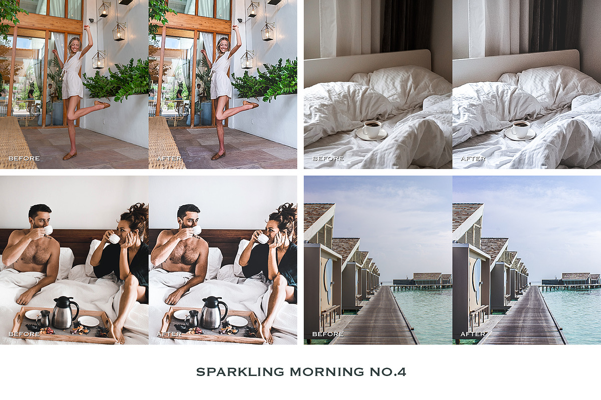 Lightroom预设4款手机电脑PS调色滤镜 人像博主旅行婚礼商业产品摄影后期DNG/XMP Sparkling Lightroom Presets Mobile