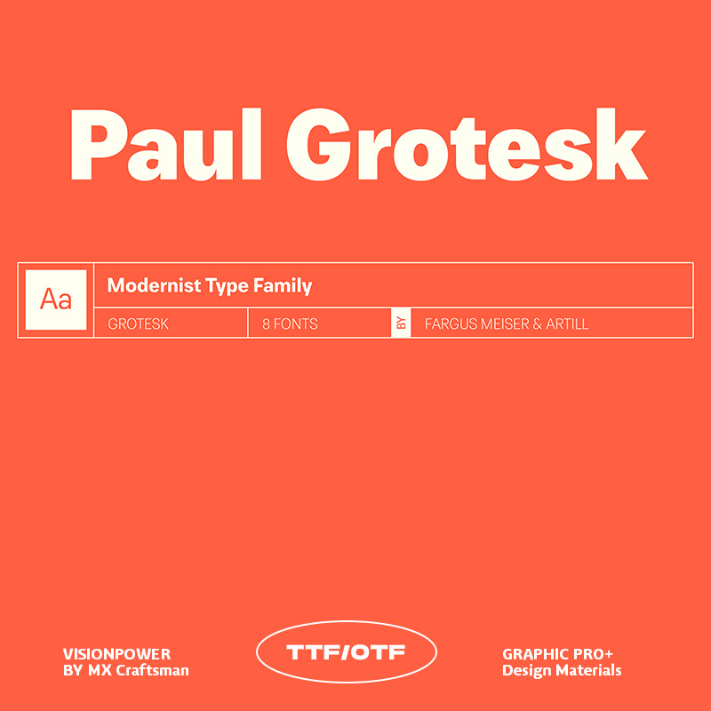 Paul Grotesk 现代圆润怪诞字体家族 数字网页UI杂志包装多场景适用OTF/TTF英文字体 Paul Grotesk Font Family