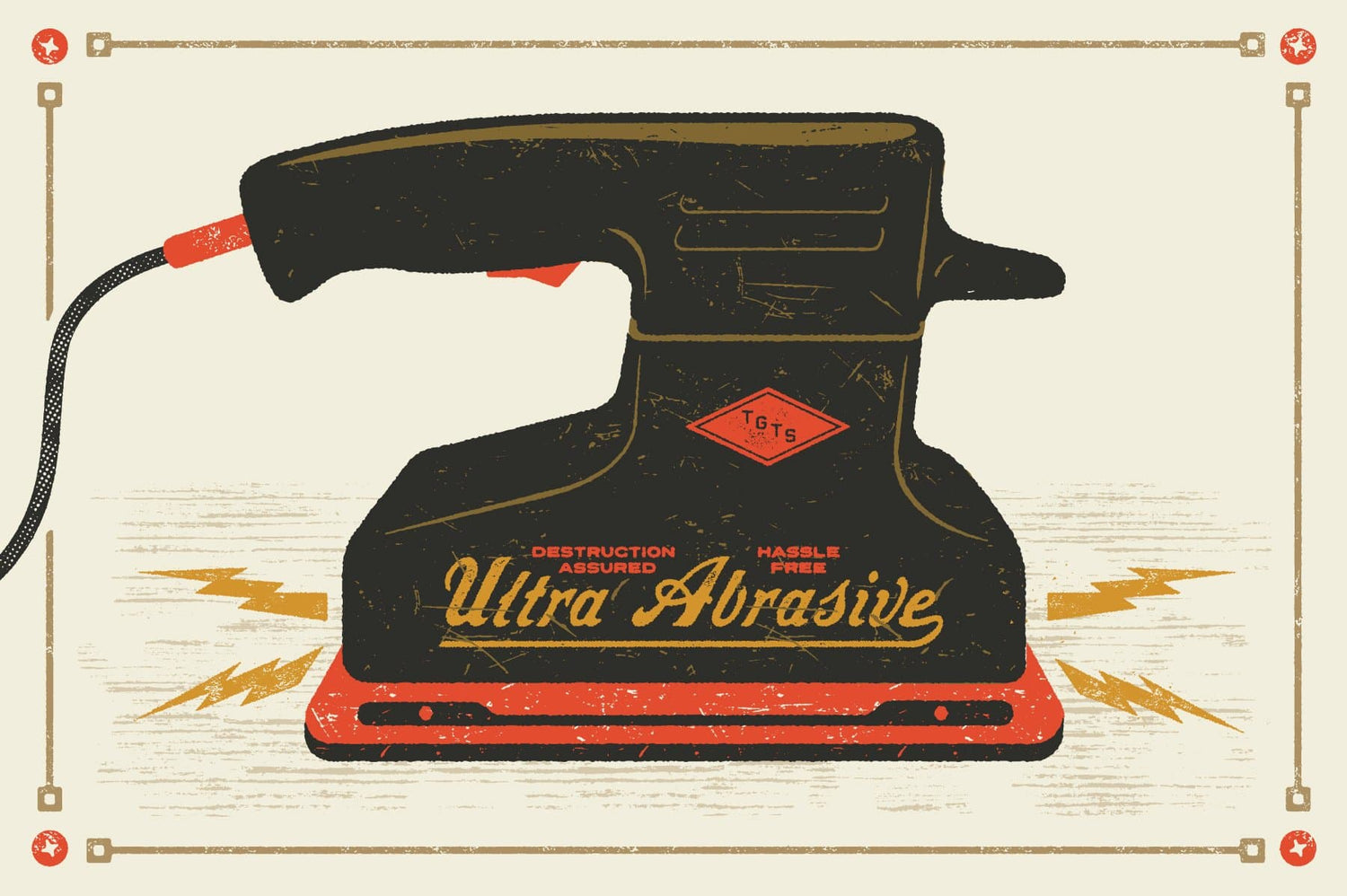 True Grit HARDWEAR AI矢量做旧纹理插件 48种预设+动作 轻松为字体标志添加复古破坏效果