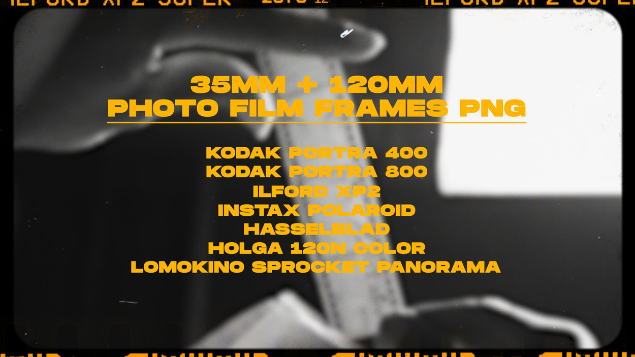 Sickboat照片胶片框PNG叠加素材包 10K分辨率 101+真实35mm/120mm胶片边框与纹理 PHOTO FILM FRAMES: PNG FILM BORDERS + TEXTURE (10K)