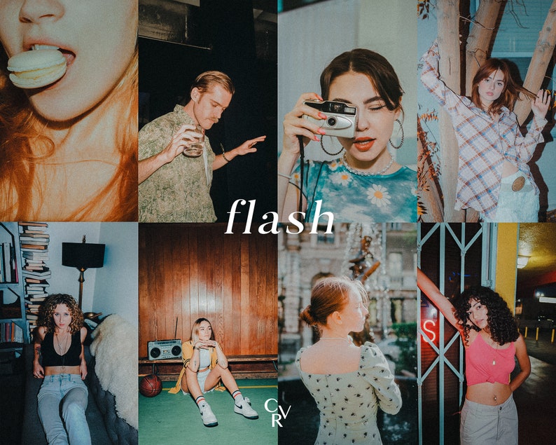 闪光胶片效果Lightroom预设 30个复古风格DNG XMP文件 电脑手机端LR调色滤镜