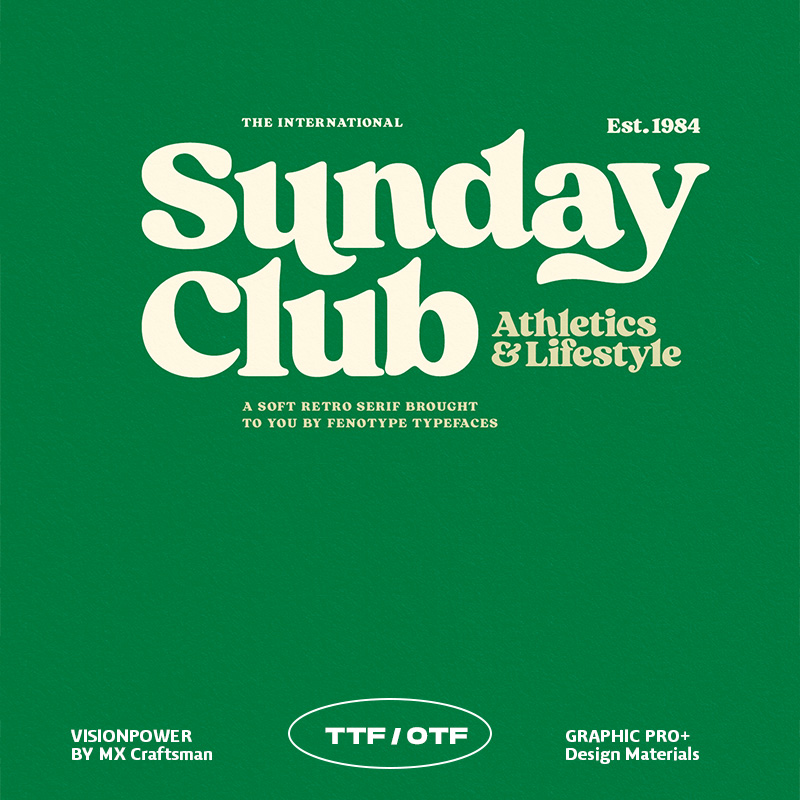 Sunday Club复古怀旧英文字体 110+替代字符含多种连字 品牌餐饮菜单咖啡馆标题设计 MyFonts - Sunday Club Font
