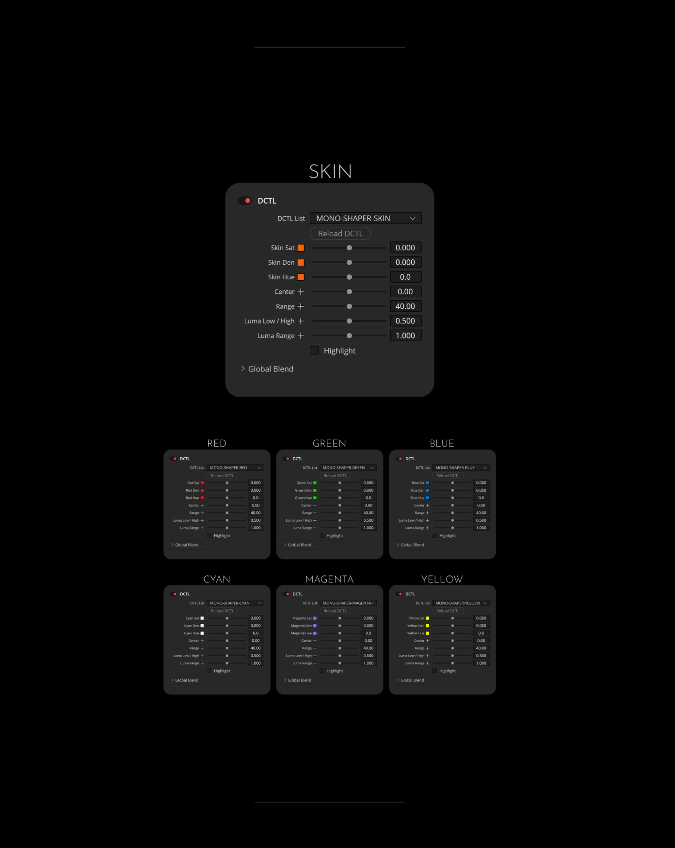 达芬奇调色插件Color Shaper DCTL工具 多色校正独立控制工具包 7个DCTL文件 Mononodes - Color Shaper DCTLS v1.1 for DaVinci Resolve Studio