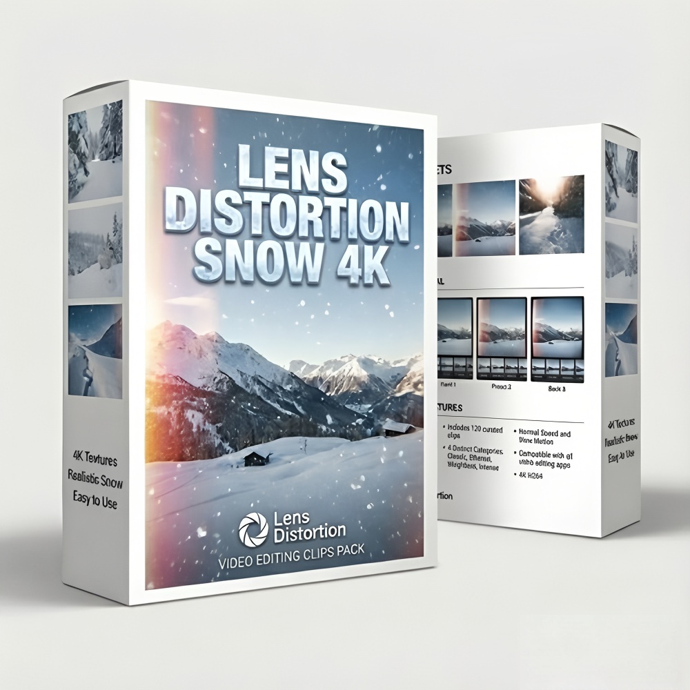 4K雪景特效视频素材 Lens Distortion Snow 120段 H264 慢动作 电影感叠加转场背景
