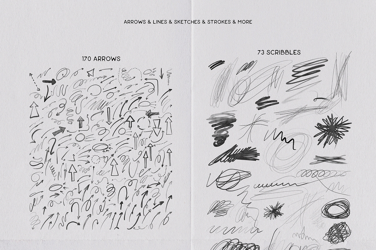 Chaos手绘涂鸦线条复古拼贴素材包 PNG免抠撕纸纹理