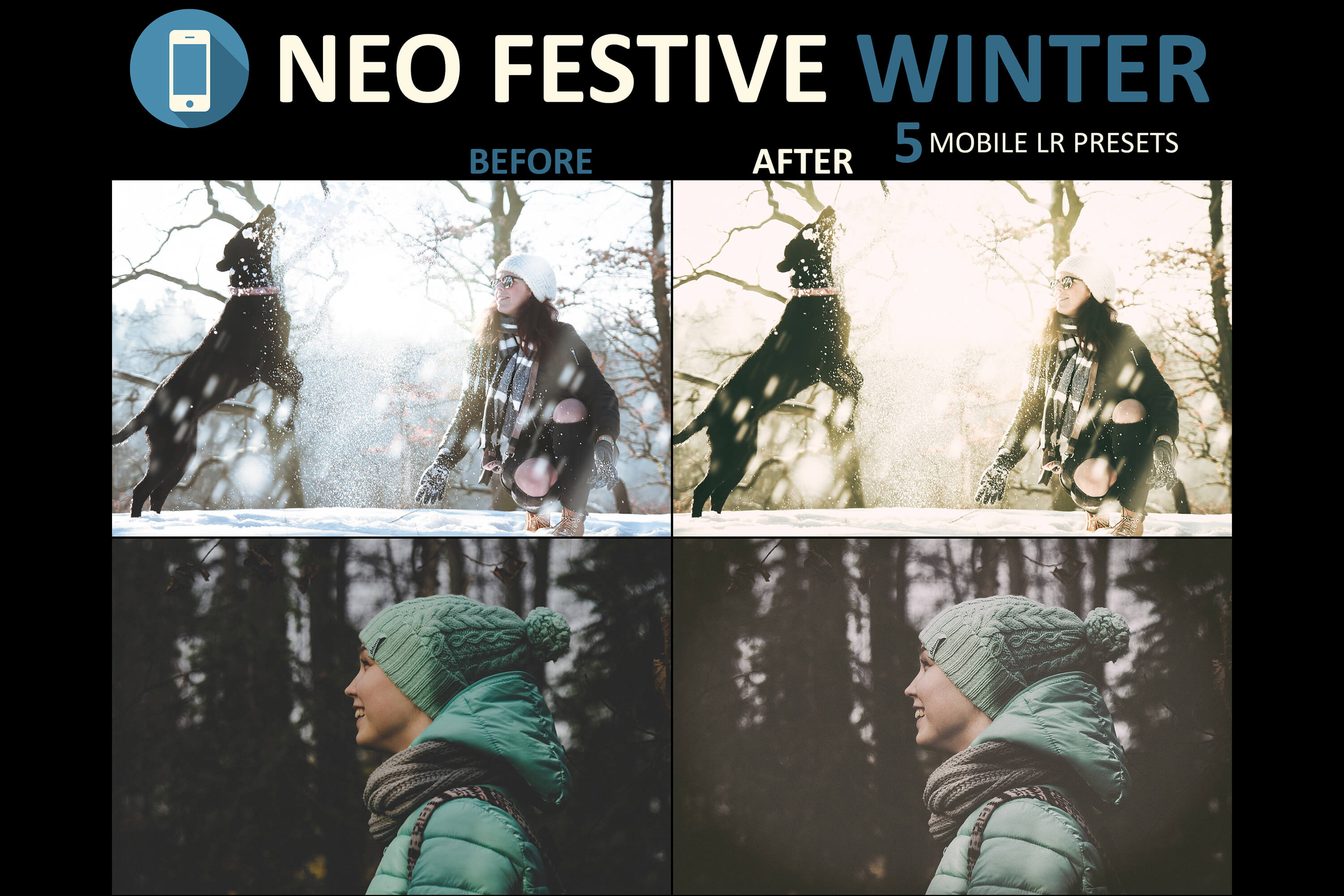 手机版Lightroom预设 冬季节日氛围感LR滤镜 DNG格式调色素材 About Neo Festive Winter Story Mobile Lightroom Presets Graphic