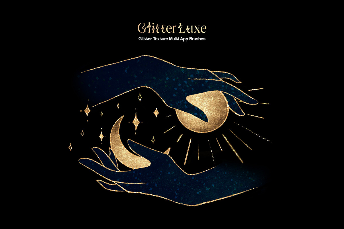 Multi-App闪粉纹理笔刷包｜12支亮片金属粉尘笔刷 PS/AI/Procreate通用 节日设计必备