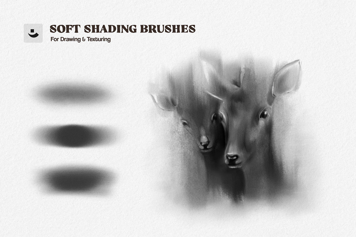 炭笔素描笔刷套装 Charcoal Brushes 10支+涂抹混色 纸纹质感 JPG PS Procreate Multi-App Charcoal Sketch Brushes