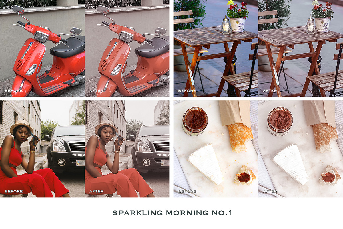 Lightroom预设4款手机电脑PS调色滤镜 人像博主旅行婚礼商业产品摄影后期DNG/XMP Sparkling Lightroom Presets Mobile