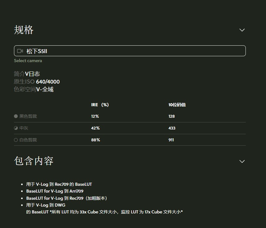 松下相机V-Log专业色彩还原监看LUT预设 BaseLUTs支持S5 S5II S5IIX S9精准调色