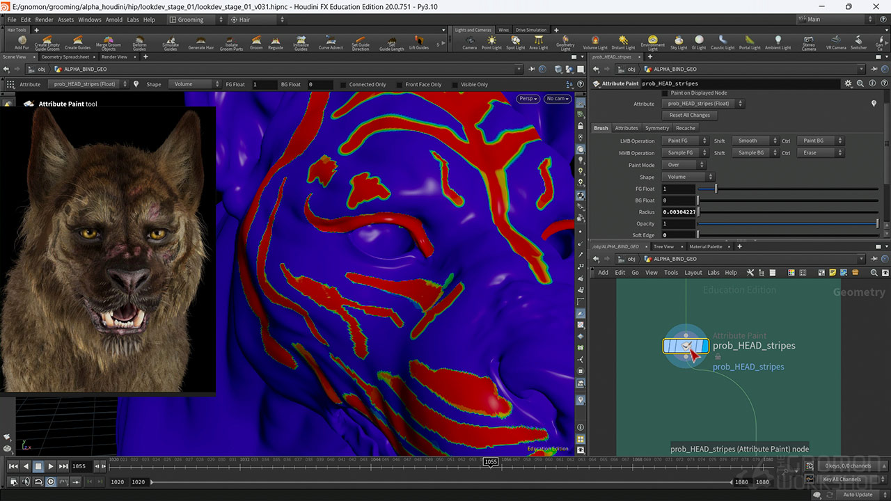 Houdini+Nuke+Mari+ZBrush动物毛发着色器材质教程 Fantasy Creature Texturing & Look Dev