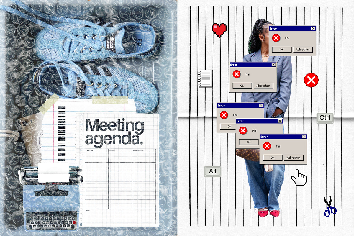 职场风拼贴素材包 PNG免抠贴纸 Office Siren Collage Pack