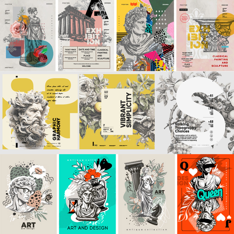 几何图形极简海报模板第二套 美术艺术设计灵感创意可编辑AI矢量素材