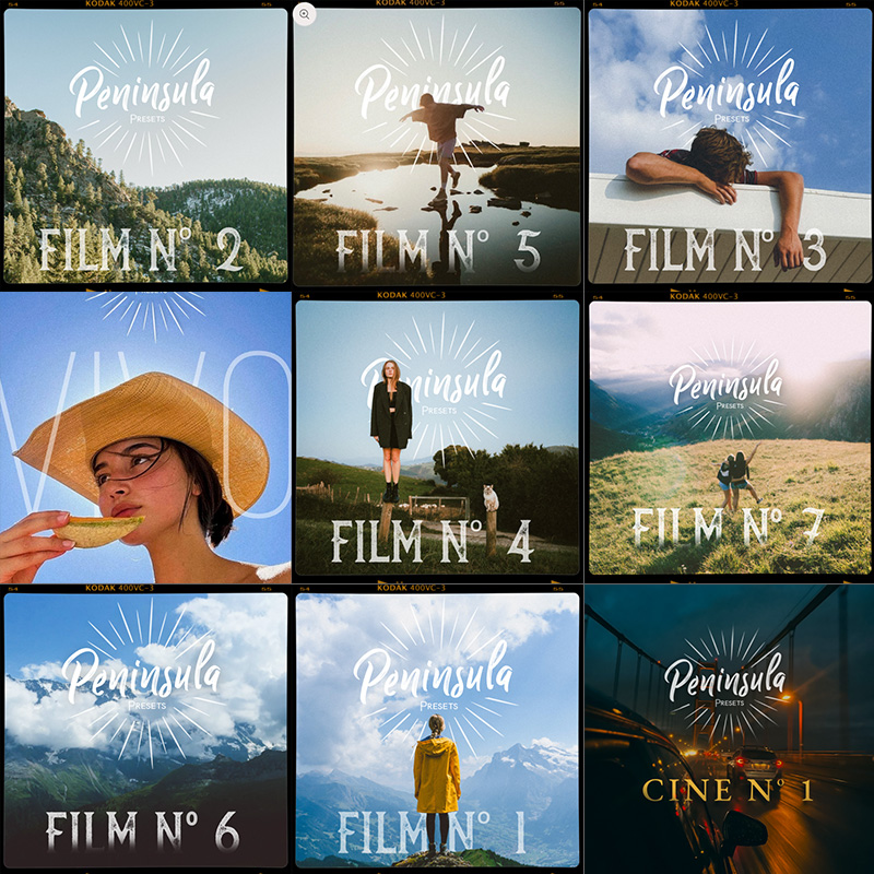 复古胶片感Lightroom预设 一键调出电影故事感色调 适用于日常街拍Gumroad - Peninsula Presets - Pack Completo (11 filtros)