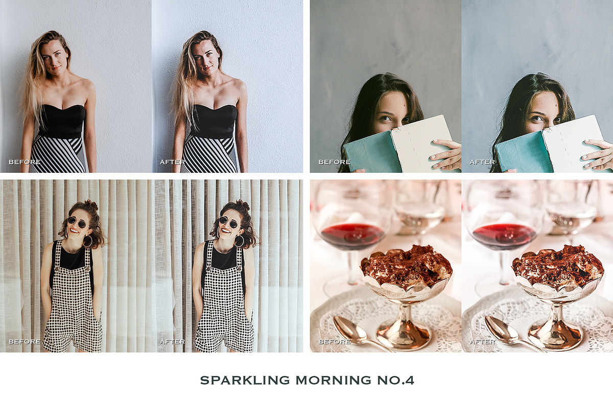 Lightroom预设4款手机电脑PS调色滤镜 人像博主旅行婚礼商业产品摄影后期DNG/XMP Sparkling Lightroom Presets Mobile