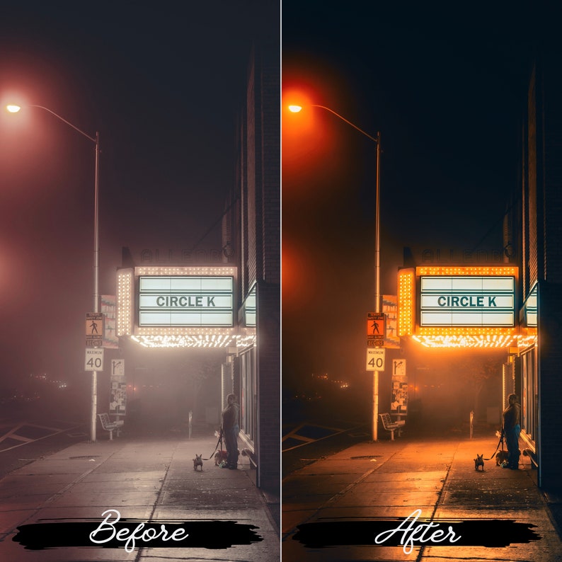 电影感都市夜灯Lightroom预设10个赛博朋克风格 城市夜景街头摄影调色滤镜手机电脑版