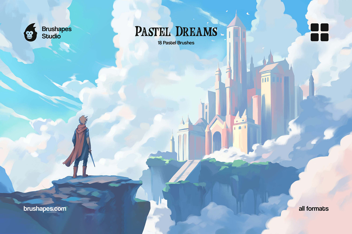 蜡笔风格笔刷 圆珠笔质感RPG视觉概念艺术画笔 10支+2纸张纹理 多软件矢量笔刷包