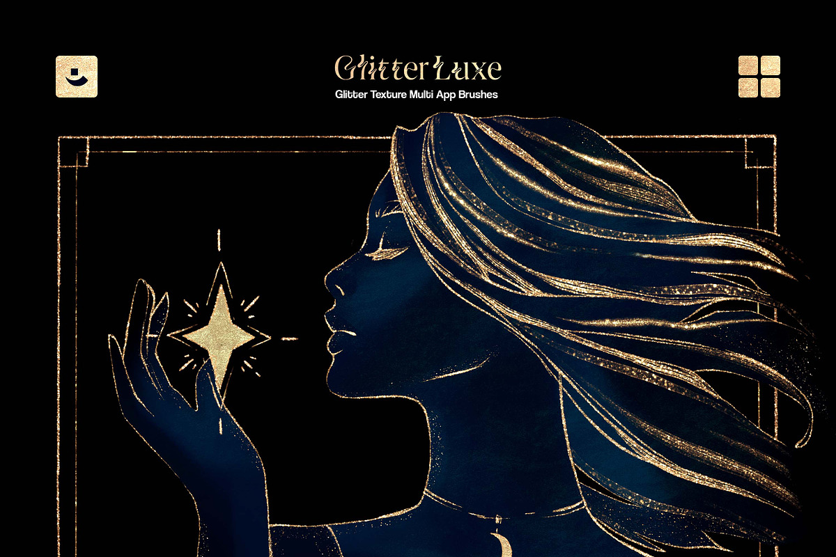 Multi-App闪粉纹理笔刷包｜12支亮片金属粉尘笔刷 PS/AI/Procreate通用 节日设计必备