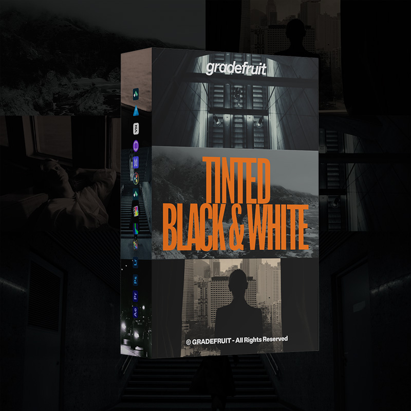 黑白调色LUT预设16款GradeFruit风格 .cube/.xmp/.dng PR/达芬奇/FCPX/LR通用复古单色美学 GradeFruit - Tinted Black and White LUTs & LR Presets