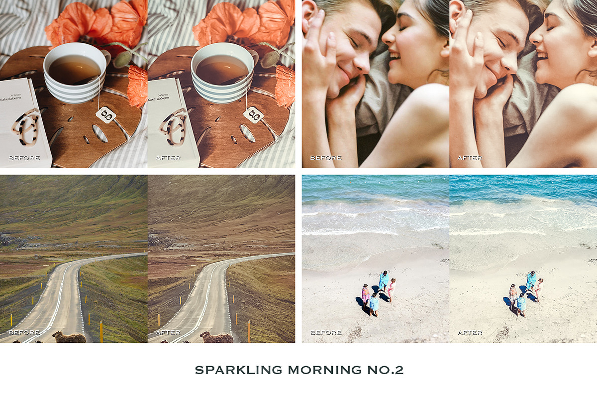 Lightroom预设4款手机电脑PS调色滤镜 人像博主旅行婚礼商业产品摄影后期DNG/XMP Sparkling Lightroom Presets Mobile