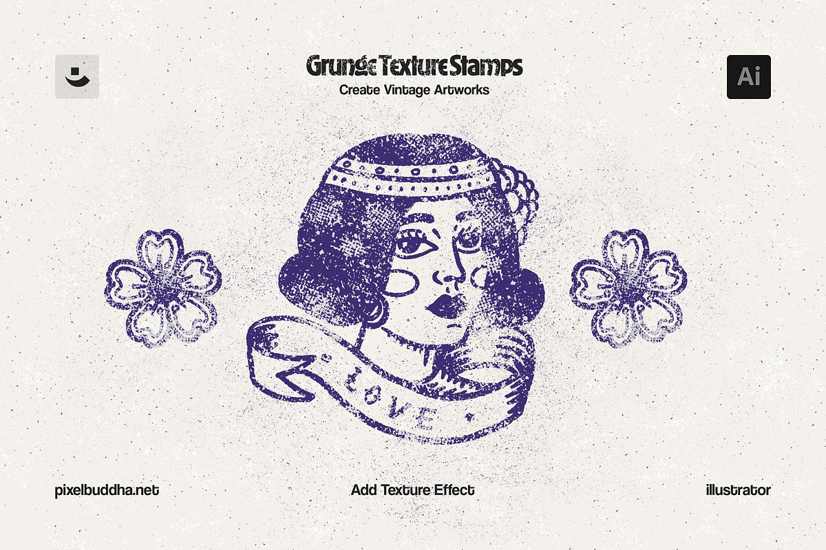 Grunge Stamp复古磨损AI笔刷20支 Illustrator纹理印章 划痕油漆裂纹斑点垃圾摇滚效果Grunge Stamp Illustrator Brushes